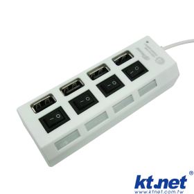 KTNET 藍極光 USB2.0 HUB集線器 4埠+電源