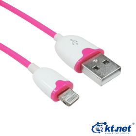 USB轉IPHONE 5 彈簧線  粉色 可拉長至100公分