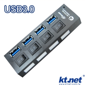 KTNET 藍極光  HUB集線器 4埠+電源 USB3.0