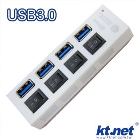 KTNET 藍極光  HUB集線器 4埠+電源 USB3.0