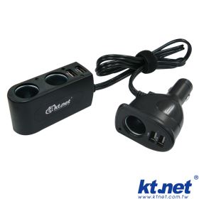 車用12-24V*3PORT+USB*4PORT 充電器-80CM