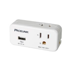 Nicelink 2座2+3孔+1USB1A擴充座EC-M02AU1-W