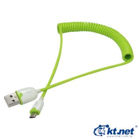 USB轉MicroUSB 彈簧線  綠色  可拉長至100公分